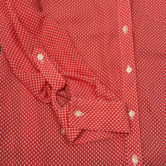 Outback Red Women's Coral/Red Polka Dot Roll Tab Sleeve Button Down Shirt Size S - Picture 5 of 7
